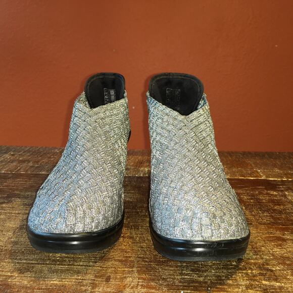 Bernie Mev Chesca Pump Shootie Womens 37 6-6.5 Silver Black Metallic Futuristic - Picture 5 of 11